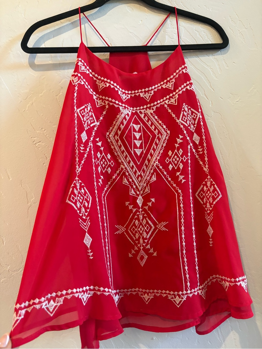 Blu Pepper Red Embroidered Circle Skater Top